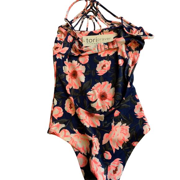 Tori Praver Swimwear One Piece Bathing Suit Swimsuit Dark Floral Print XS - Picture 2 of 6